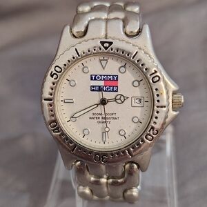 Vintage Tommy Hilfiger Watch with Date Window, Rotating Bezel, New Battery